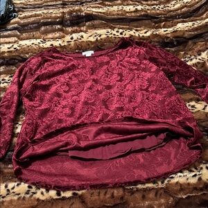 Sundance Elegant Burgundy Floral Velvet Women's Top